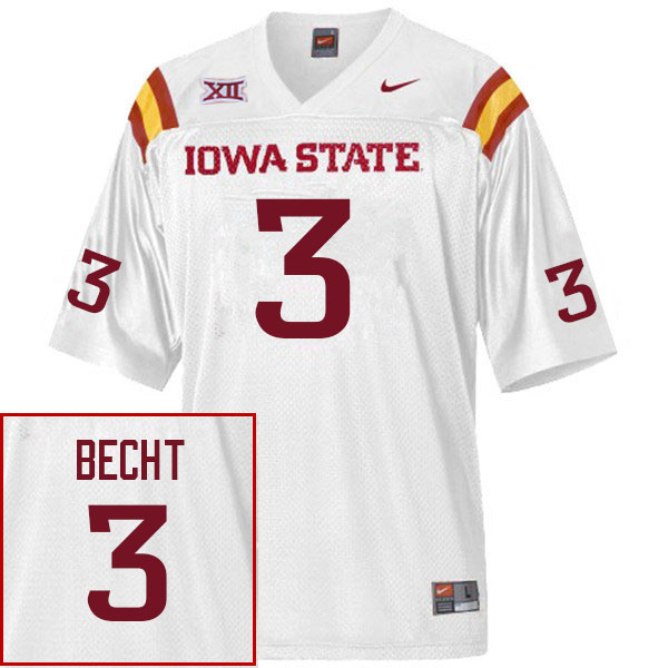 Men #3 Rocco Becht Iowa State Cyclones College Football Jerseys Sale-White - Click Image to Close